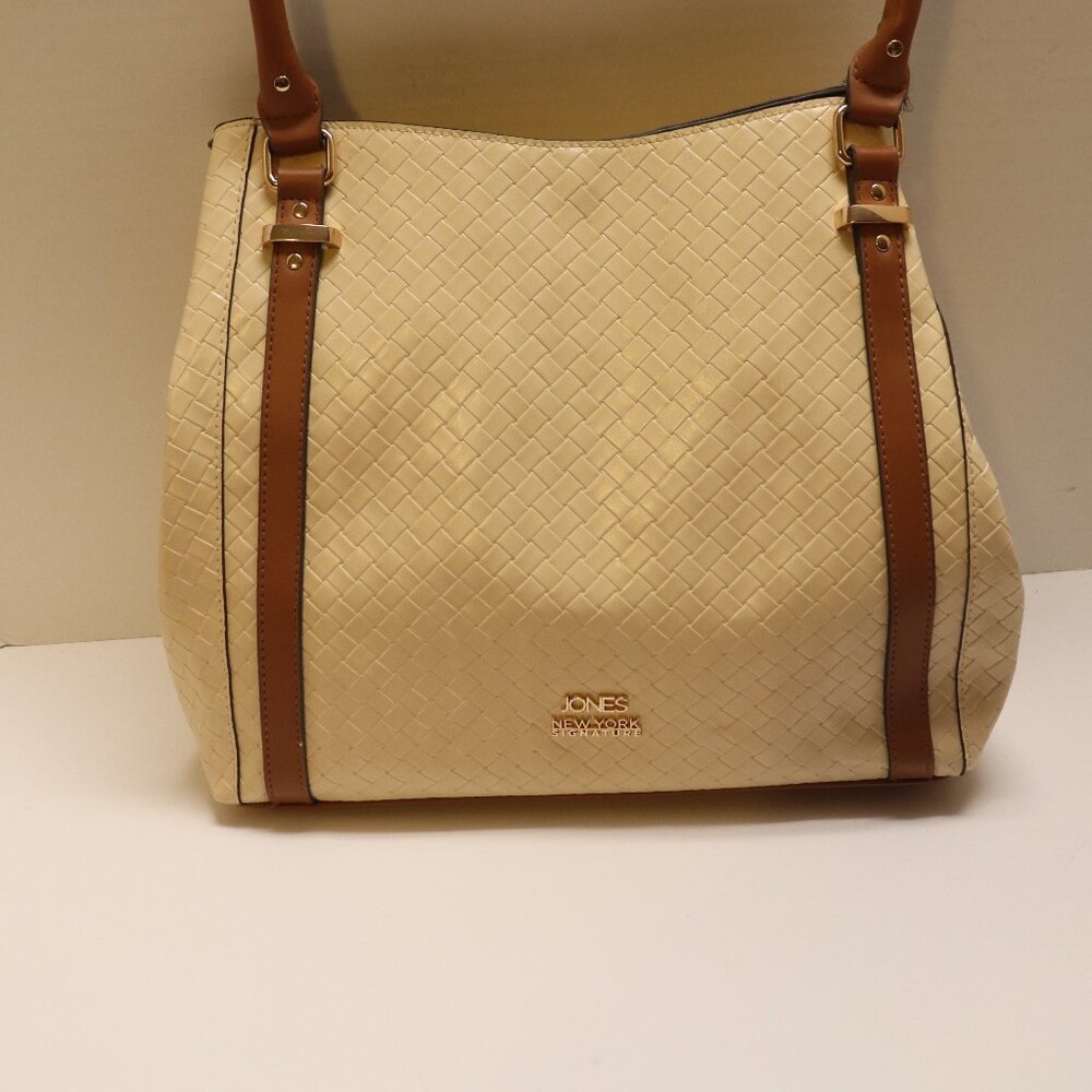 Jones NY Signature Cream Satchel Handbag in Good Condition